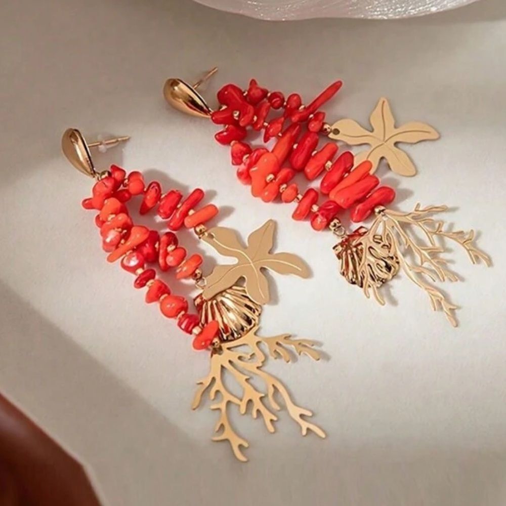 Bohemian red drop earrings M101